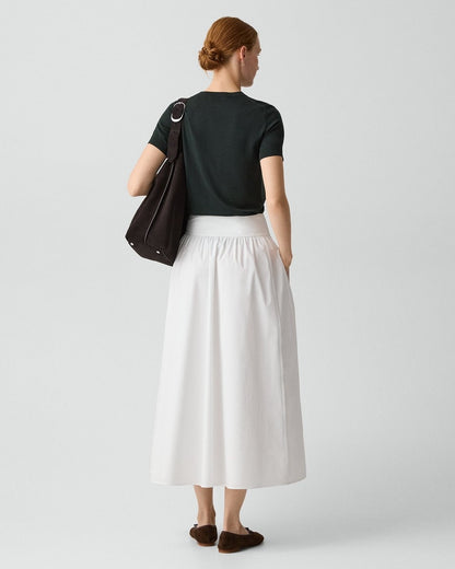 Vented Skirt in Relaxed Poplin