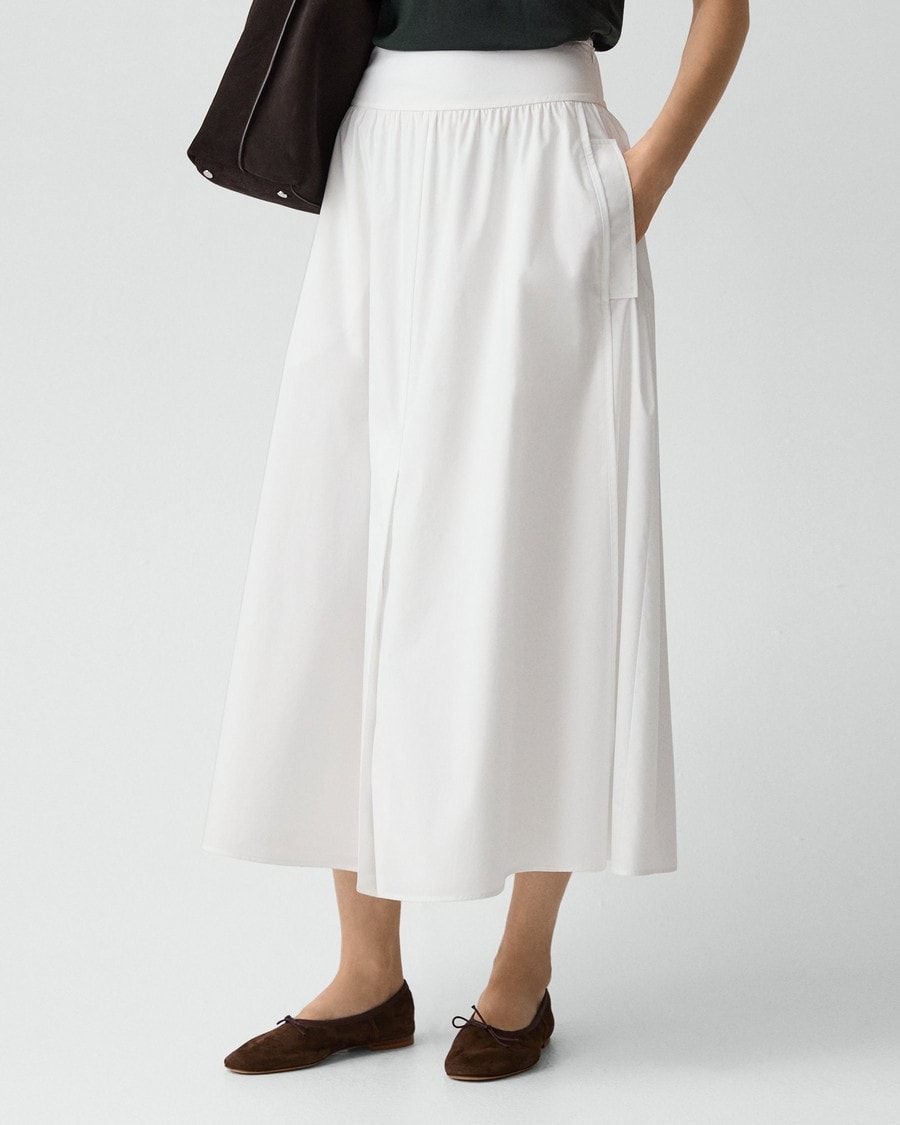 Vented Skirt in Relaxed Poplin