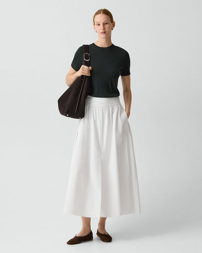 Vented Skirt in Relaxed Poplin