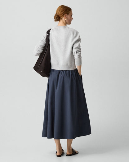 Vented Skirt in Relaxed Poplin