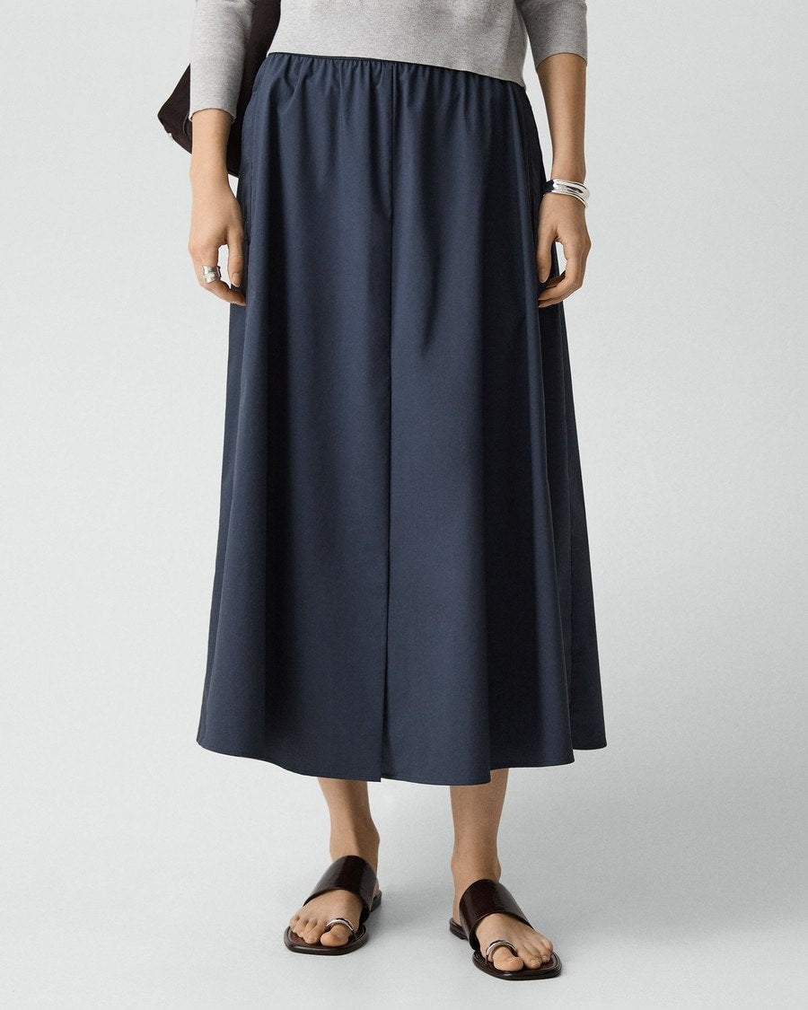 Vented Skirt in Relaxed Poplin