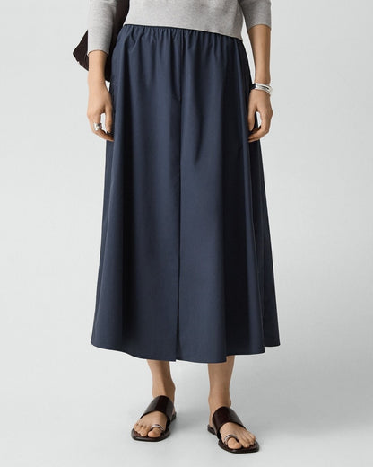 Vented Skirt in Relaxed Poplin