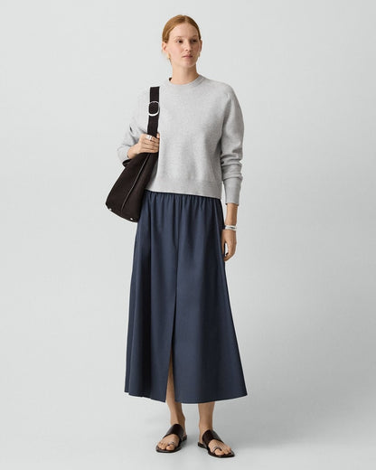 Vented Skirt in Relaxed Poplin