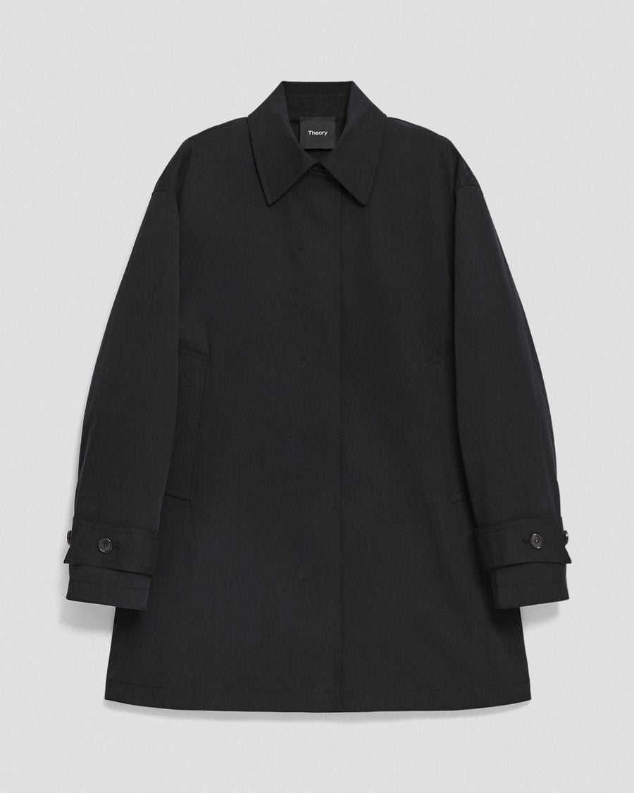 A-Line Trench Coat in Sleek Cotton