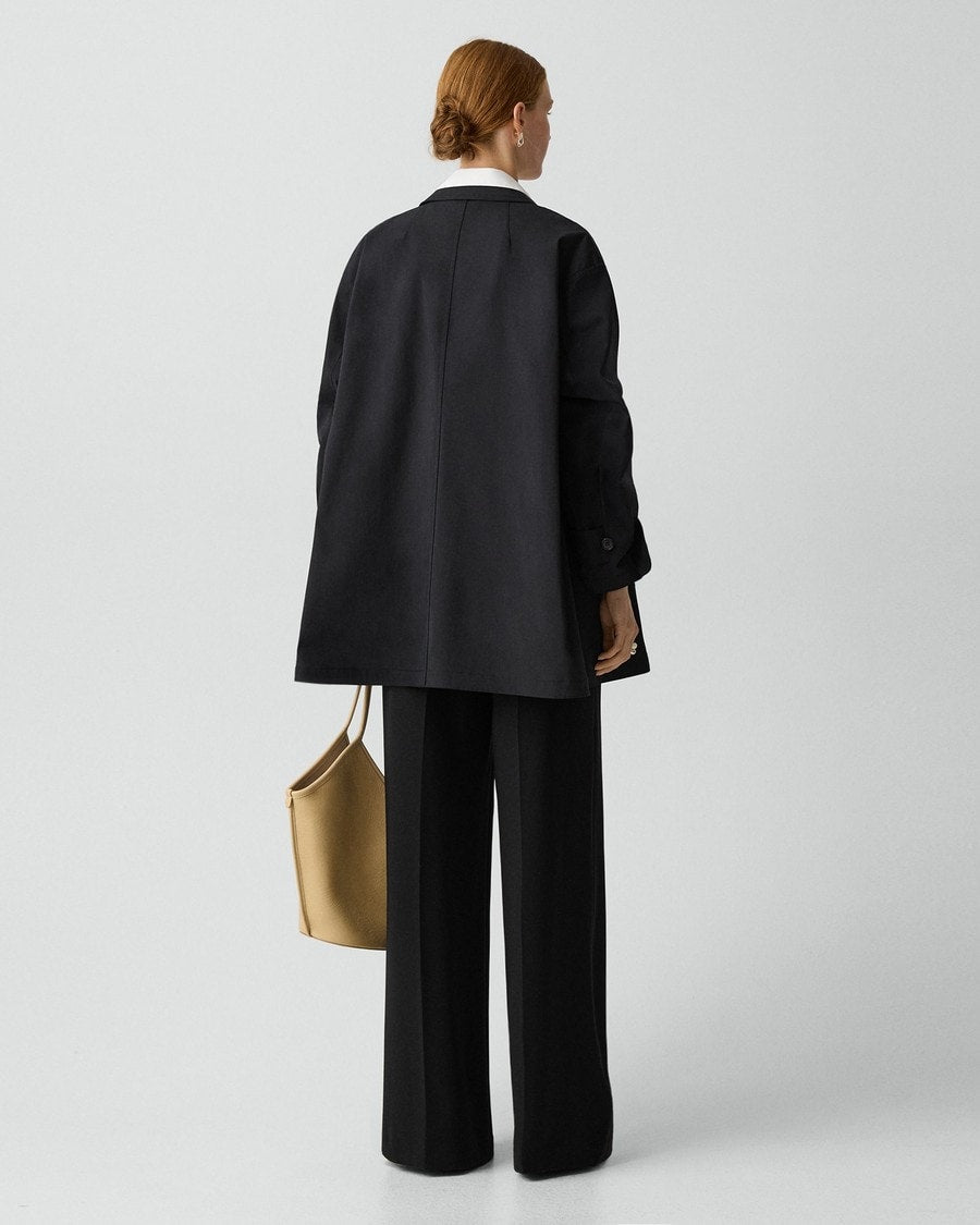 A-Line Trench Coat in Sleek Cotton