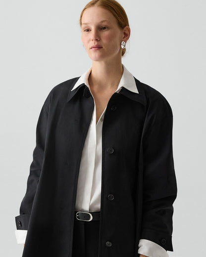 A-Line Trench Coat in Sleek Cotton