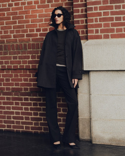A-Line Trench Coat in Sleek Cotton