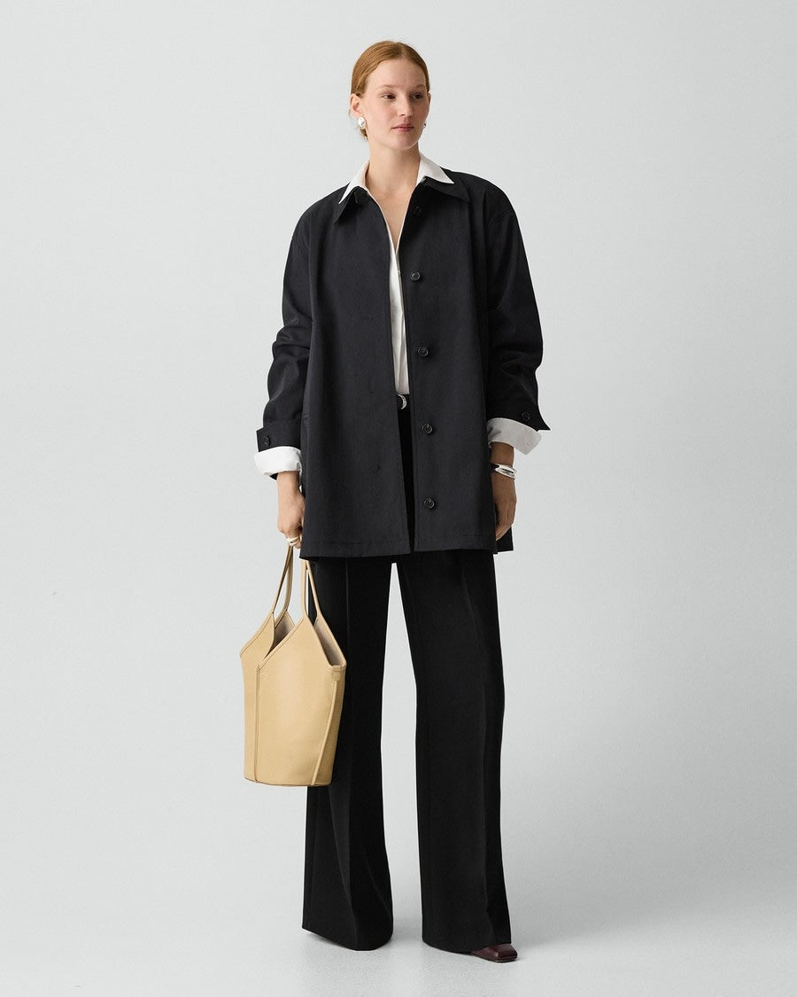 A-Line Trench Coat in Sleek Cotton
