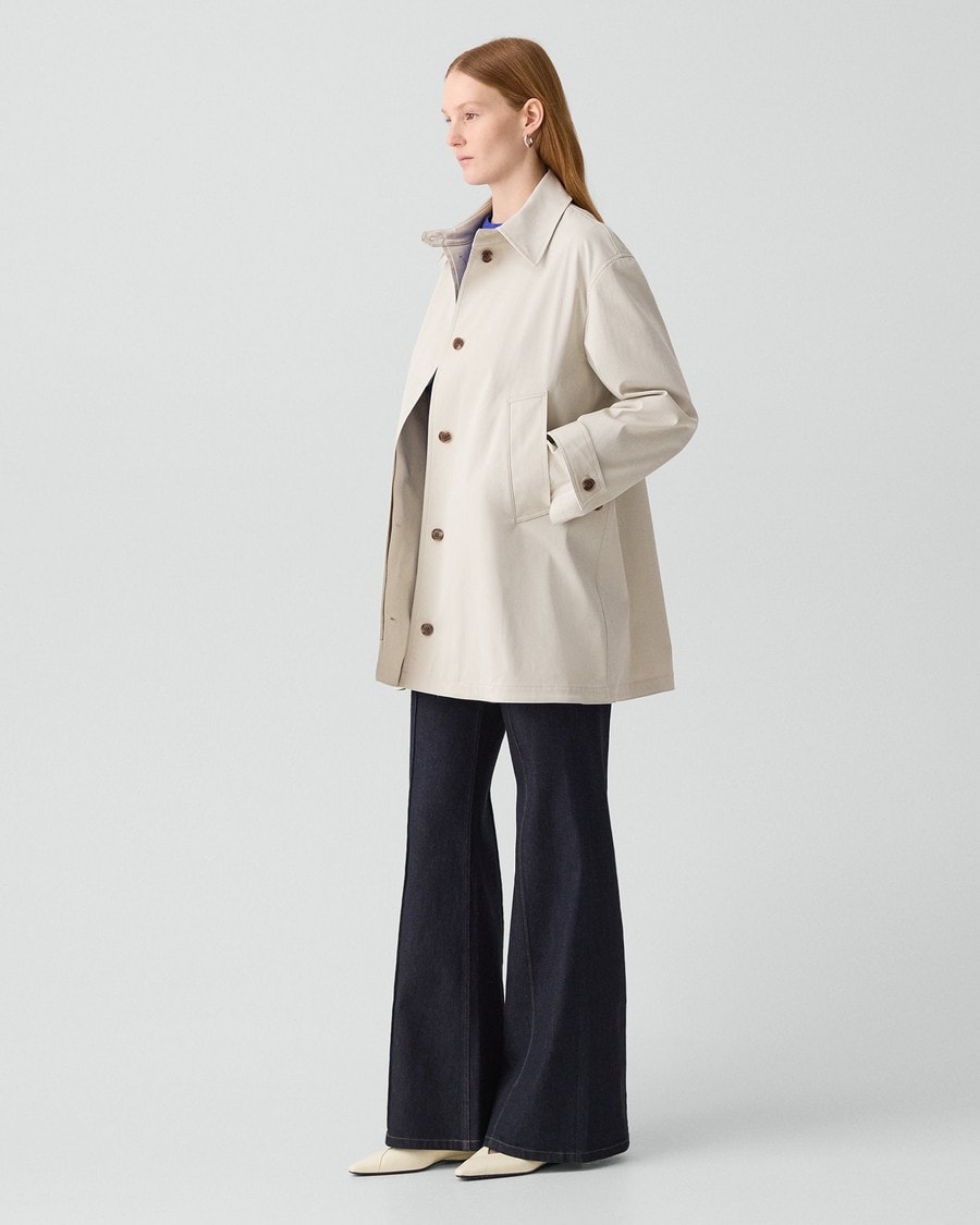 A-Line Trench Coat in Sleek Cotton
