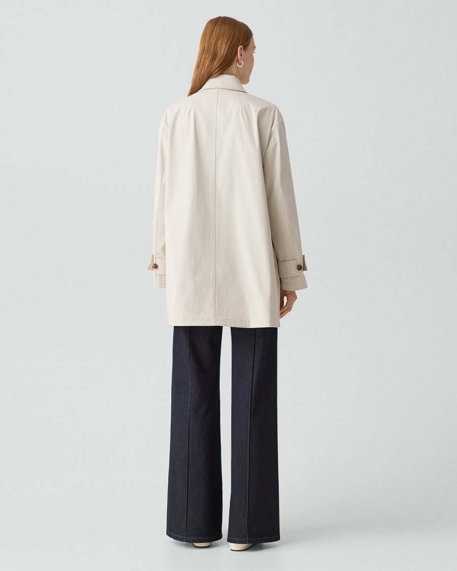 A-Line Trench Coat in Sleek Cotton