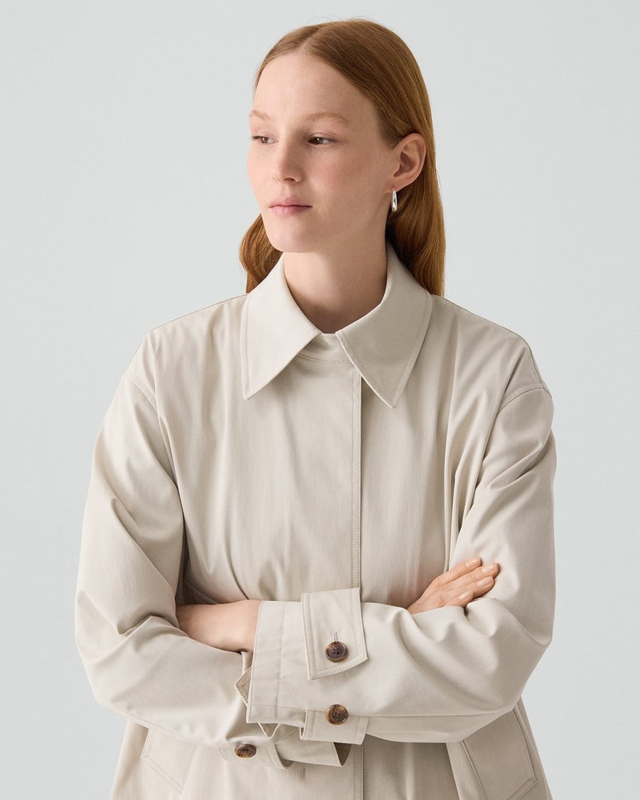 A-Line Trench Coat in Sleek Cotton