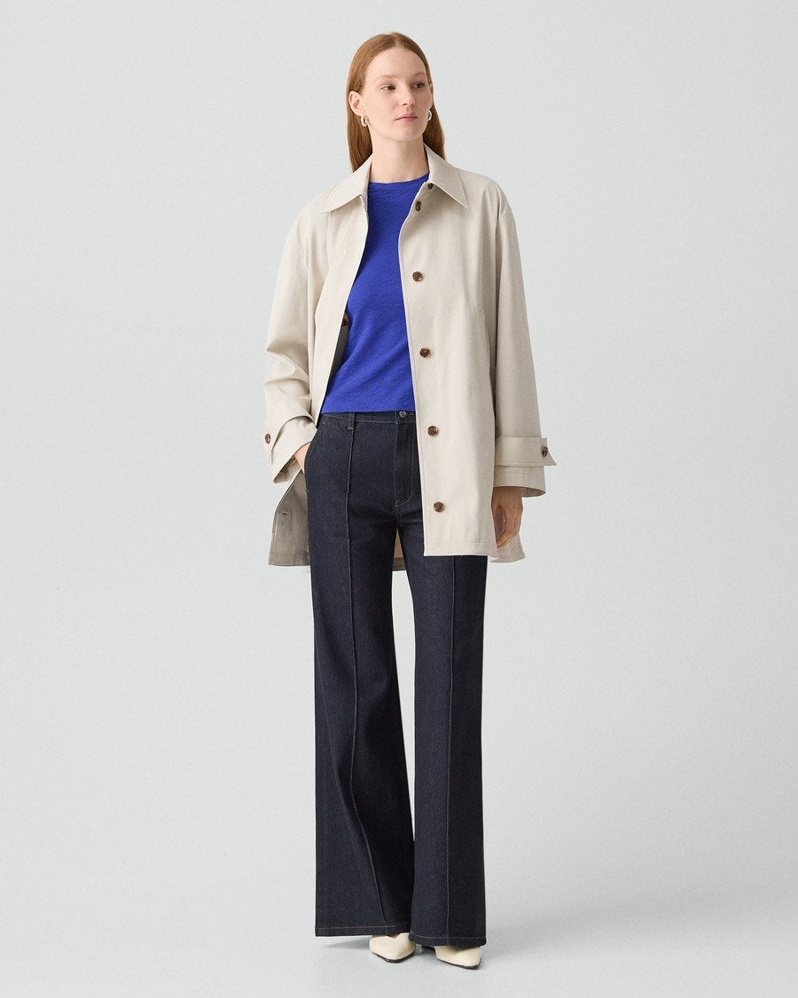 A-Line Trench Coat in Sleek Cotton