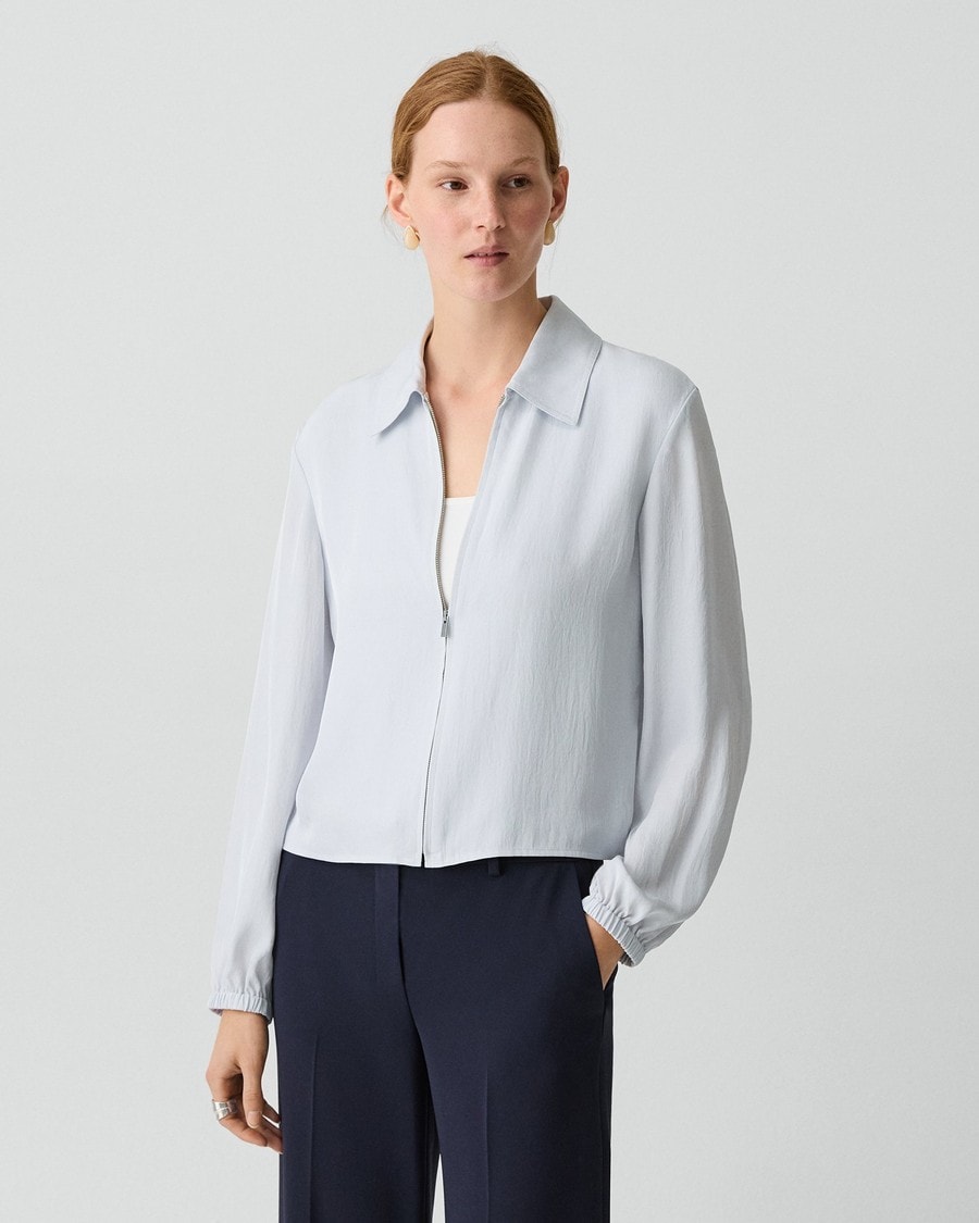 Cropped Jacket in Washed Twill