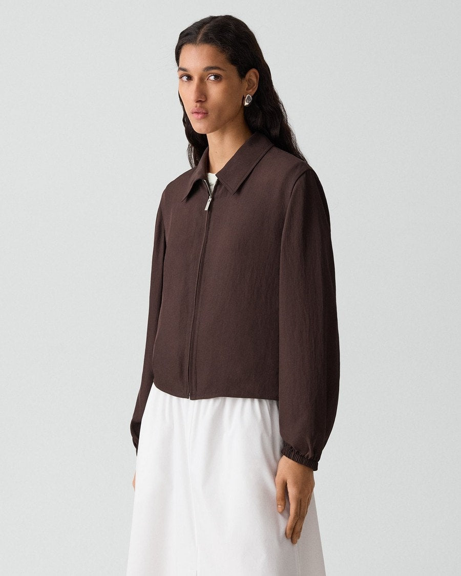 Cropped Jacket in Washed Twill