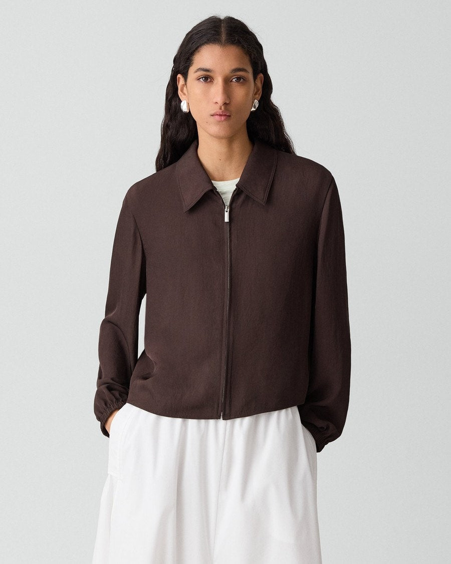 Cropped Jacket in Washed Twill