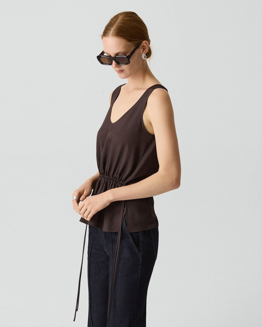 Tie-Waist Tank Top in Washed Twill