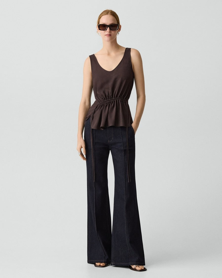 Tie-Waist Tank Top in Washed Twill