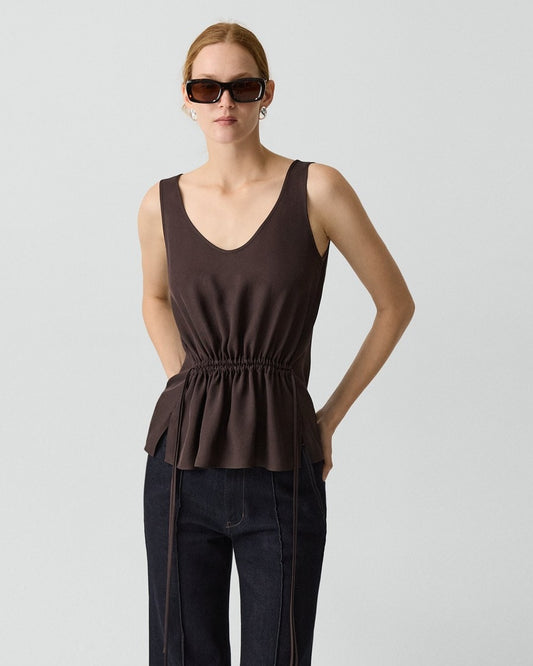 Tie-Waist Tank Top in Washed Twill