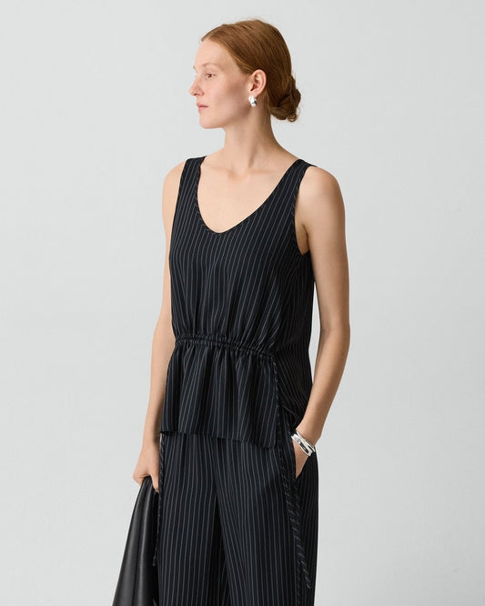 Tie-Waist Tank Top in Washed Stripe