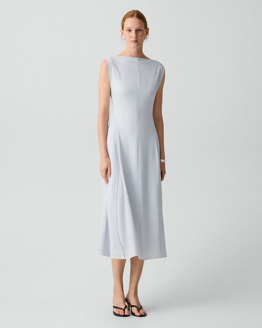 Draped Midi Dress in Washed Twill