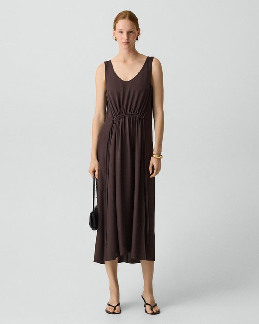 Tie-Waist Tank Dress in Washed Twill
