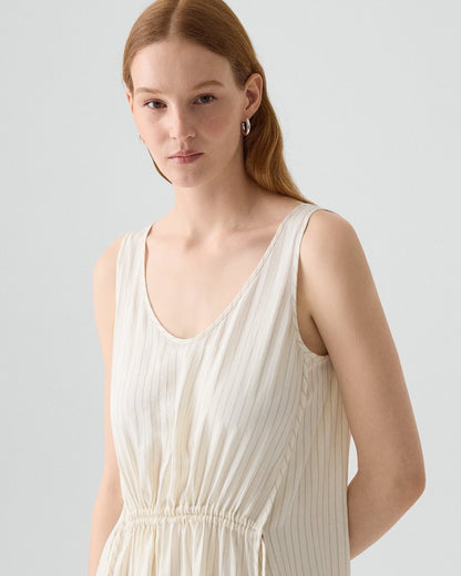 Tie-Waist Tank Dress in Washed Stripe