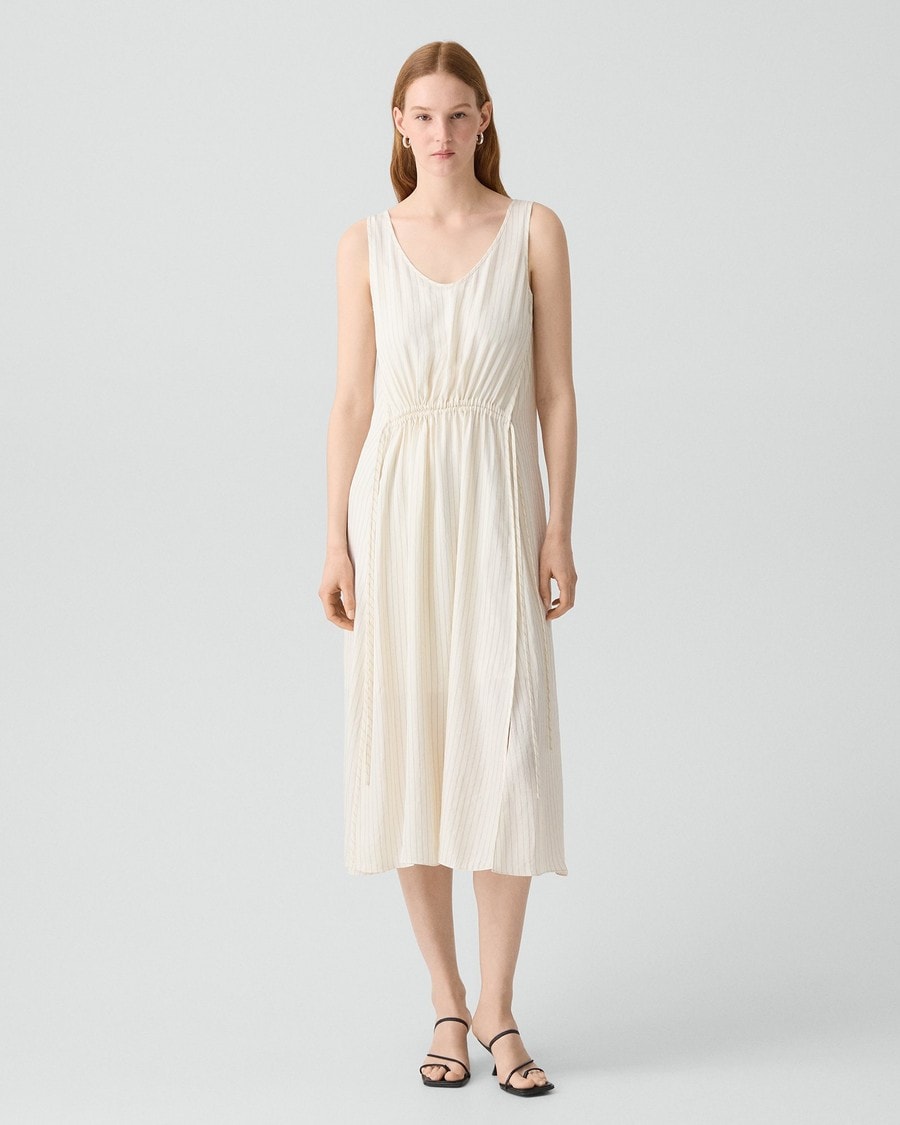 Tie-Waist Tank Dress in Washed Stripe