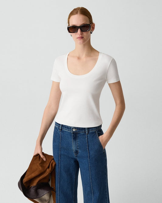Scoop Neck Tee in Cotton