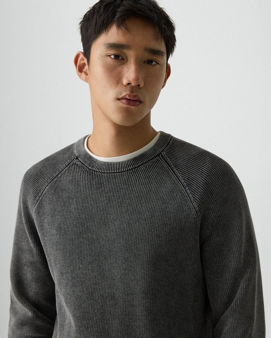 Washed Crewneck Sweater in Cotton