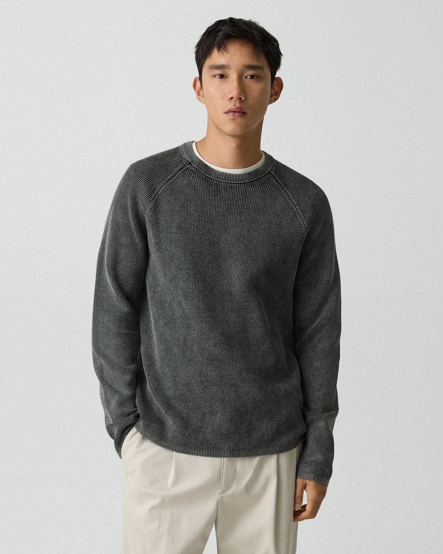 Washed Crewneck Sweater in Cotton