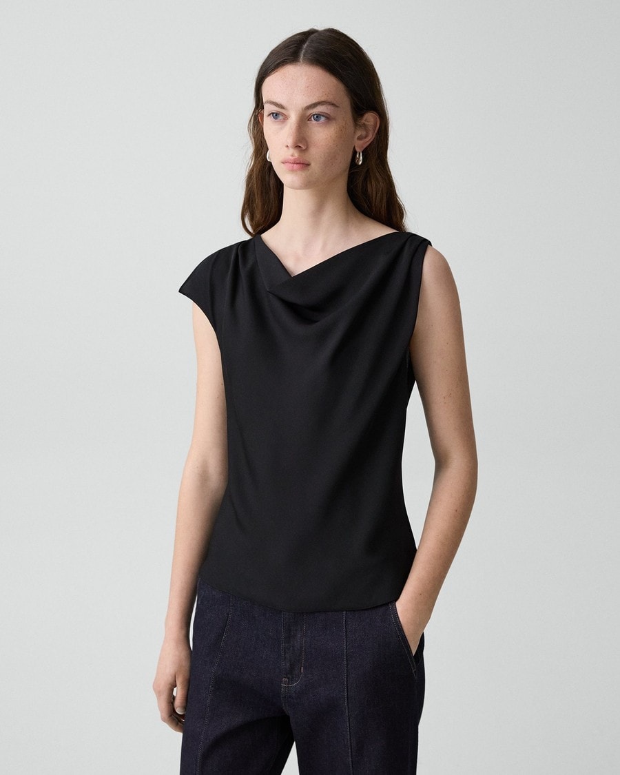 Cowl Neck Blouse in Silk Georgette