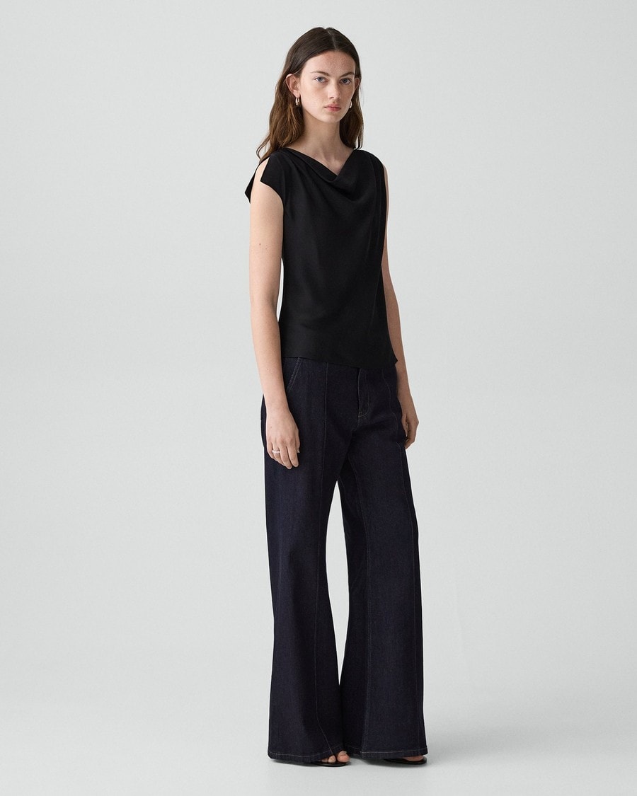 Cowl Neck Blouse in Silk Georgette
