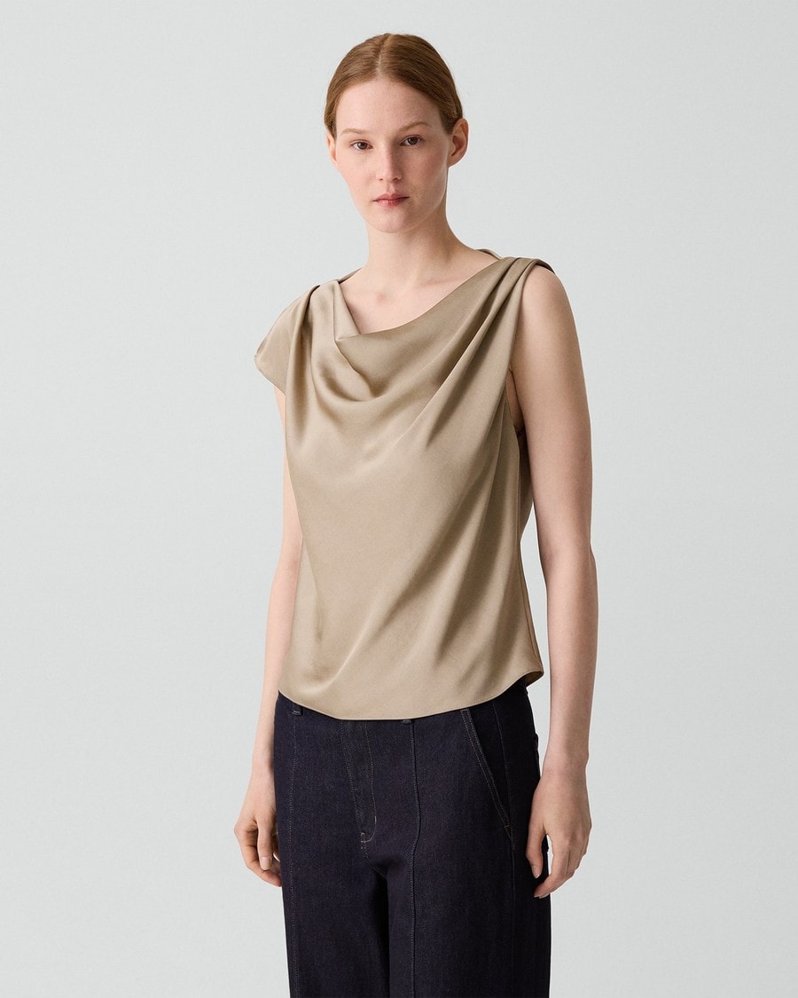 Cowl Neck Blouse in Silk Georgette