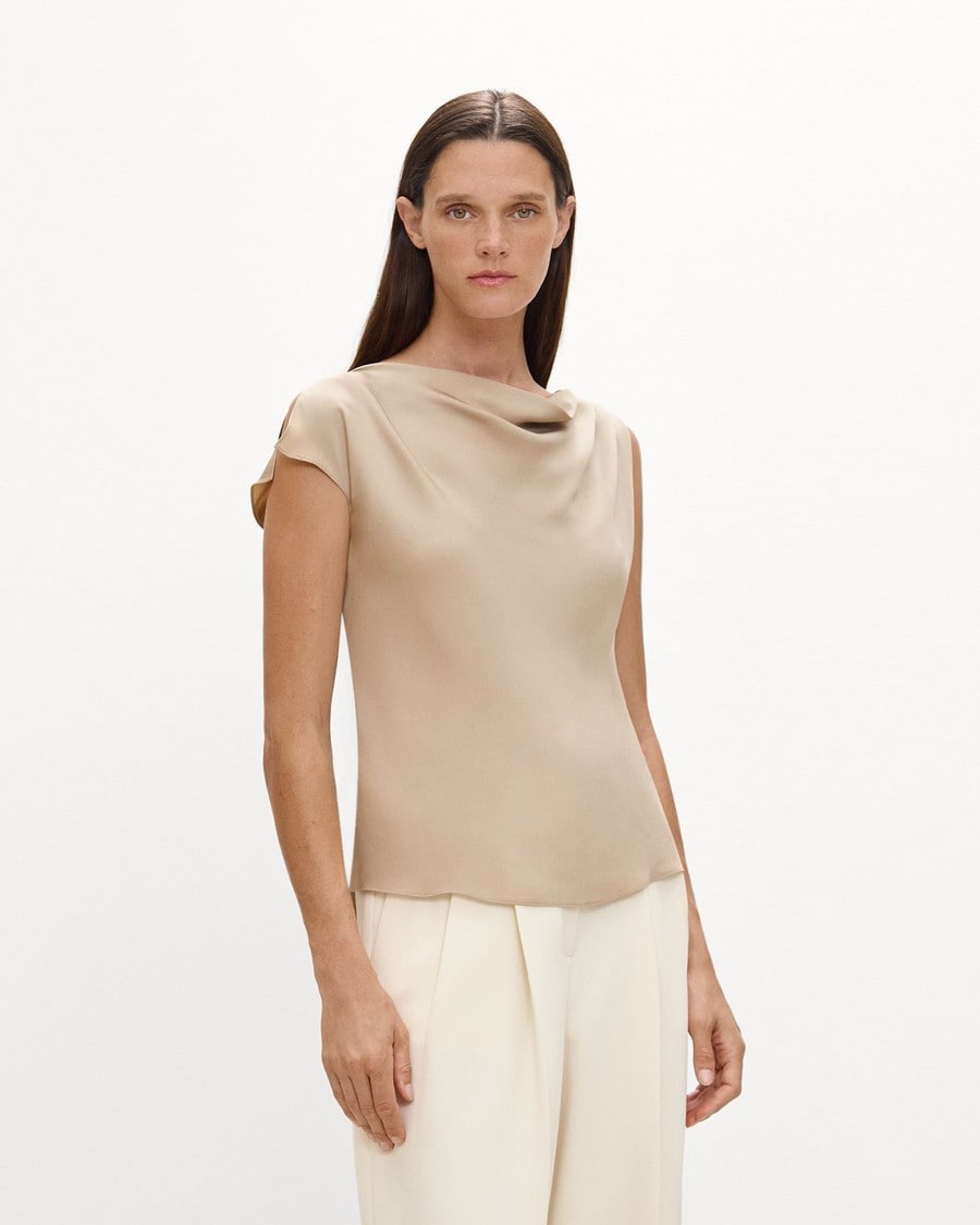 Cowl Neck Blouse in Silk Georgette