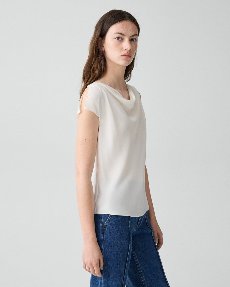 Cowl Neck Blouse in Silk Georgette