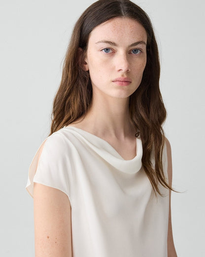 Cowl Neck Blouse in Silk Georgette