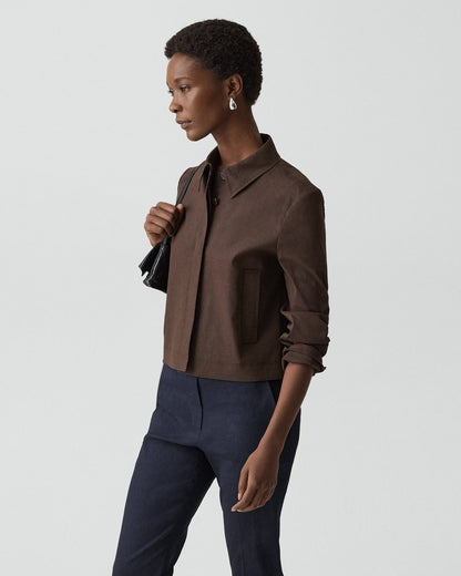 Cropped Shirt Jacket in Good Linen