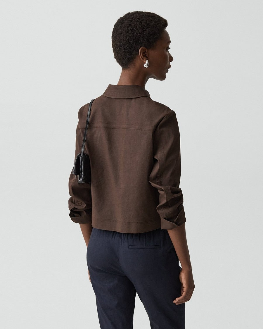 Cropped Shirt Jacket in Good Linen