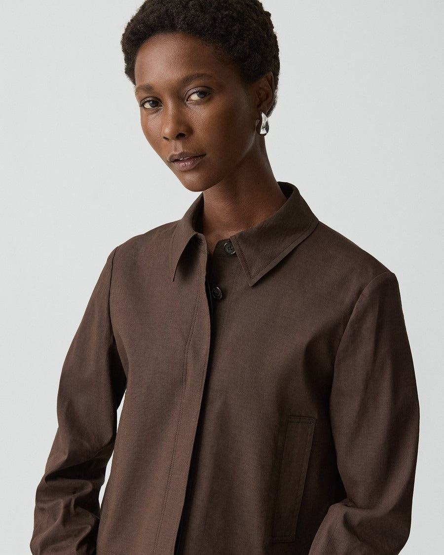Cropped Shirt Jacket in Good Linen