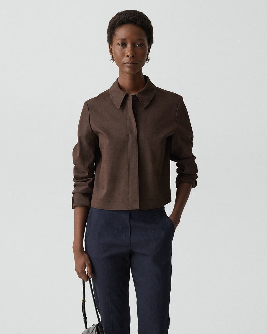 Cropped Shirt Jacket in Good Linen