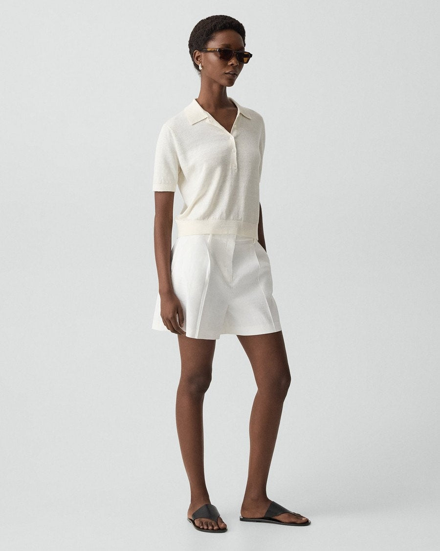 Fluid Pleat Short in Good Linen