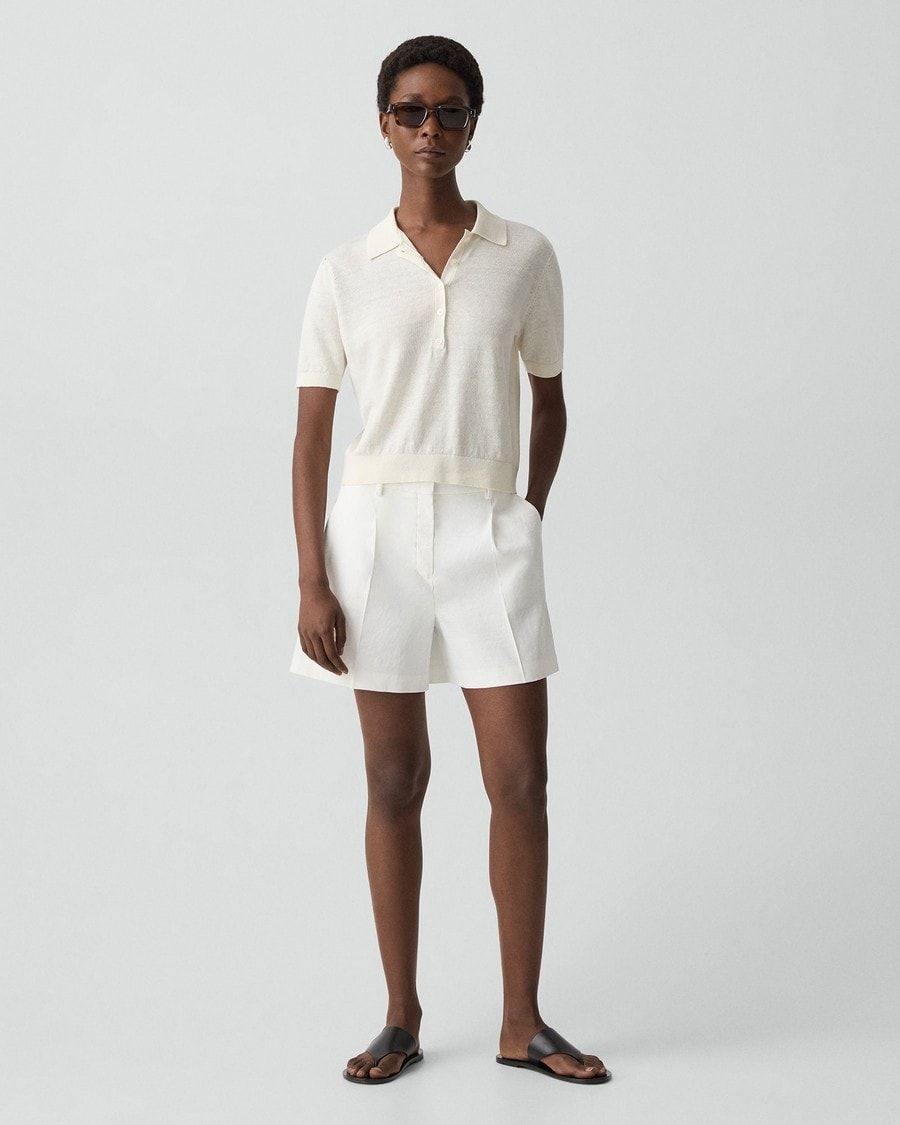Fluid Pleat Short in Good Linen