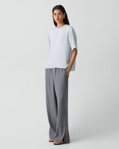 Vented Pull-On Pant in Fluid Linen