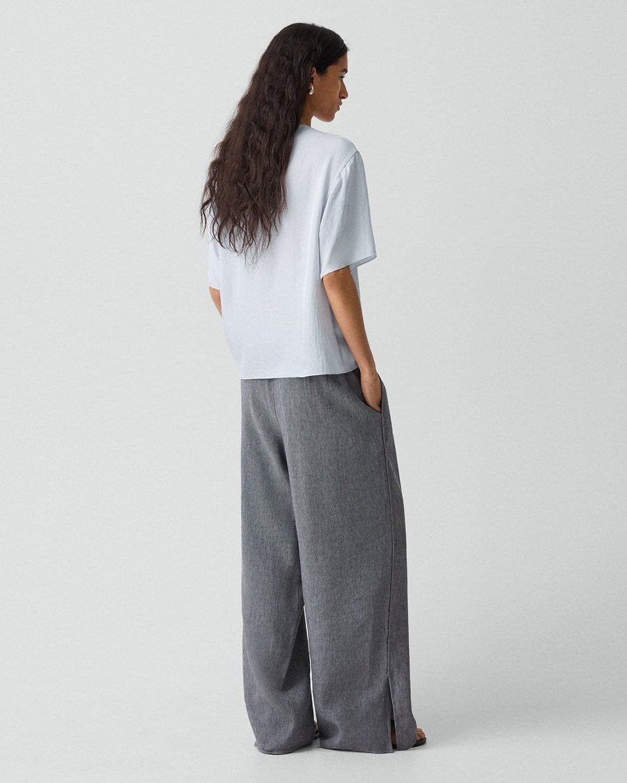Vented Pull-On Pant in Fluid Linen