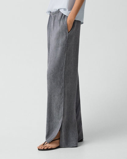 Vented Pull-On Pant in Fluid Linen