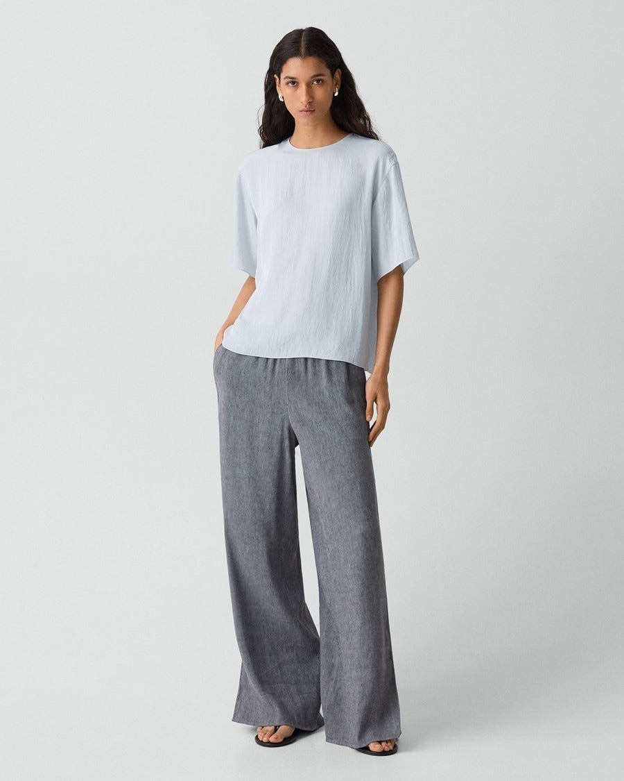 Vented Pull-On Pant in Fluid Linen