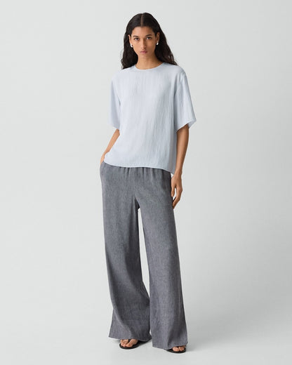 Vented Pull-On Pant in Fluid Linen