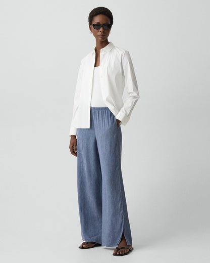 Vented Pull-On Pant in Fluid Linen