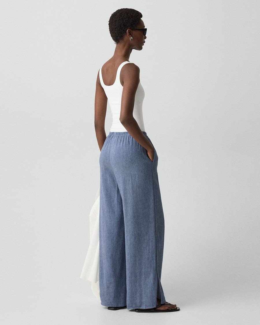 Vented Pull-On Pant in Fluid Linen