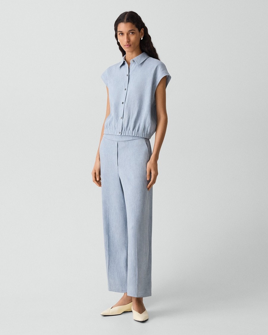 Classic Straight Pull-On Pant in Fluid Linen